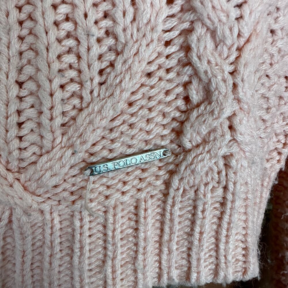 U.S. Polo Assn. Women's Chunky Cable Knit‎ Pink Sweater Size Medium - Picture 5 of 10